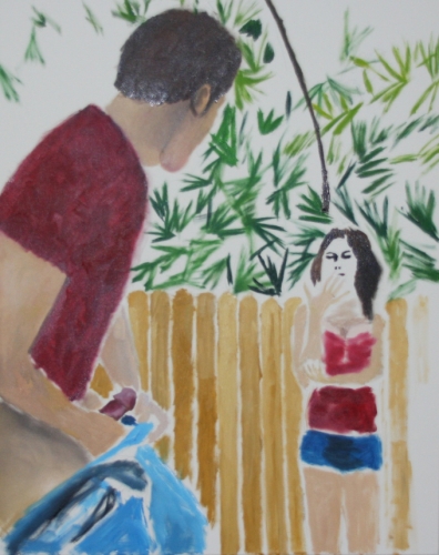 Neues vom Wixxer<br /><br />2009<br />Oil on canvas<br />100 x 80 x 2 cm